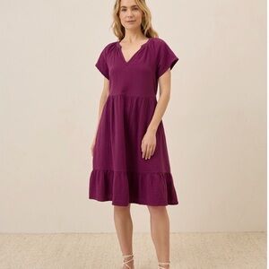 NWT Pact Organic Coastal Double Guaze Breezy Sangria Midi Dress - XXS